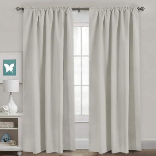 Image of H.VERSAILTEX Blackout Curtains Thermal Insulated Window Treatment Panels Room Darkening Blackout Drapes for Living Room Back Tab /Rod Pocket Bedroom Draperies (2 Panels, Pale Oak, 52 x 84 Inch)