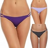 Ekouaer Bikini Panty Womens Seam Free String Microfiber Briefs 3 Pack Assorted Colors
