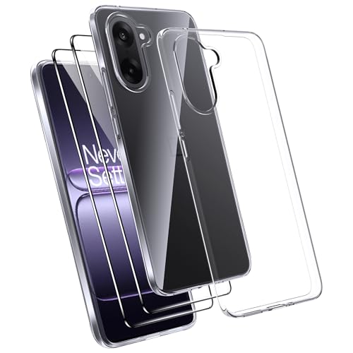 Effcotuo Funda para Oneplus Nord CE 5 5G Cover con 2 Piezas Protector de Pantalla para Cristal Templado Protector de Pantalla Transparente Carcasa Transparente Silicona TPU Funda Case