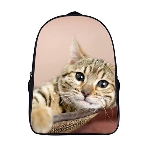 Sac à dos léger avec motif chat 3D, grand confort pour école et déplacements