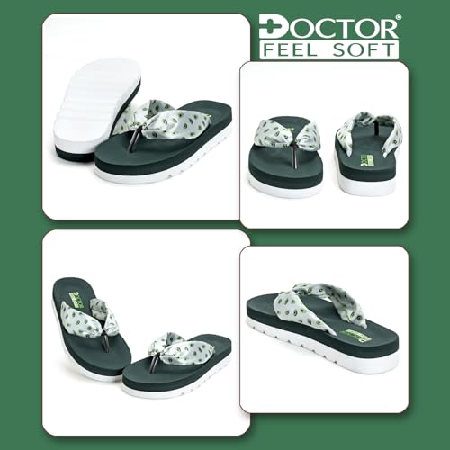 Image of DOCTOR FEEL SOFT Women's Cushioned Platform Slippers | Soft Fabric Padded Strap Flip Flops | Lightweight Shock Absorbing Sole for Everyday Wear Home, Casual & Relaxed Walking Use