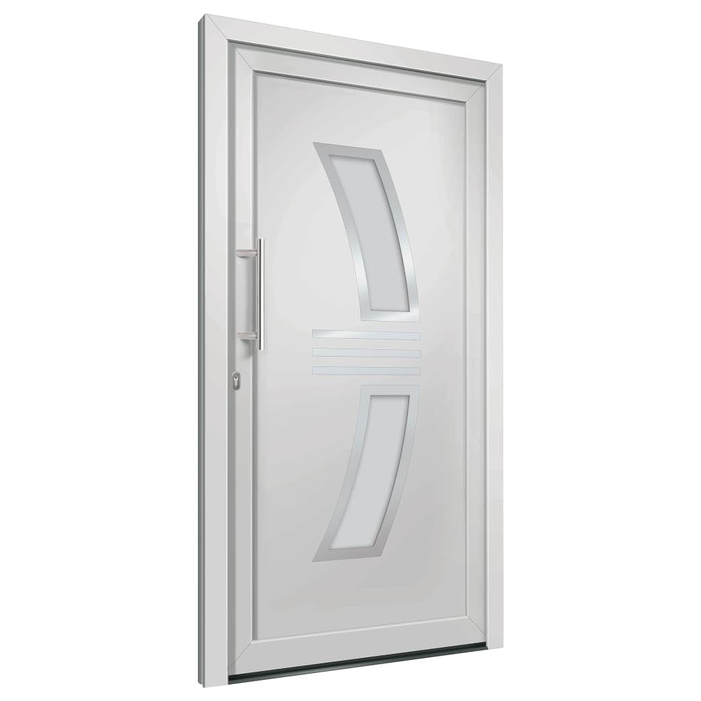 Gecheer Porta di Ingresso in PVC, Portoncino Esterno Blindato per Negozio, Balcone, Casa - Bianca 108x200 cm