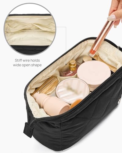 Telena Puffer Makeup Bags for Women, Nylon Puffy Padded Make Up Bags for Women Makeup Organizer Case, Wide-open Makeup Pouch Travel Essentials3