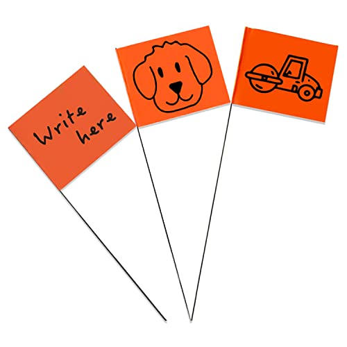 Zozen 100 Pack Orange Markierungsfahnen, 38 x 10 x 13 cm, Rasenfahnen, Landschaft Flags, Markierfahnen für Rasen, Survey Flaggen, Bewässerungsflaggen.In Verbindung mit dem Entfernungsmessrad.
