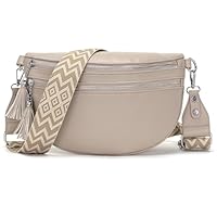 LANXINGLUO bauchtasche damen groß umhängetasche damen gross crossbody bag Mit Kreditkartenfach und 2 Schultergurten handtasche hellkhaki