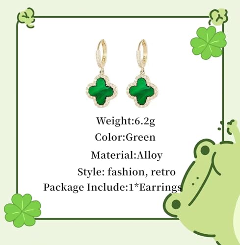 GAUEIOUR St. Patrick's Day Irish Earrings,New Vintage Silver Needle Emerald Green Leaf Earrings, Simple and Lucky Personality Diamond Leaf Earrings,Charm Irish Party Gift(Green) - Image 2