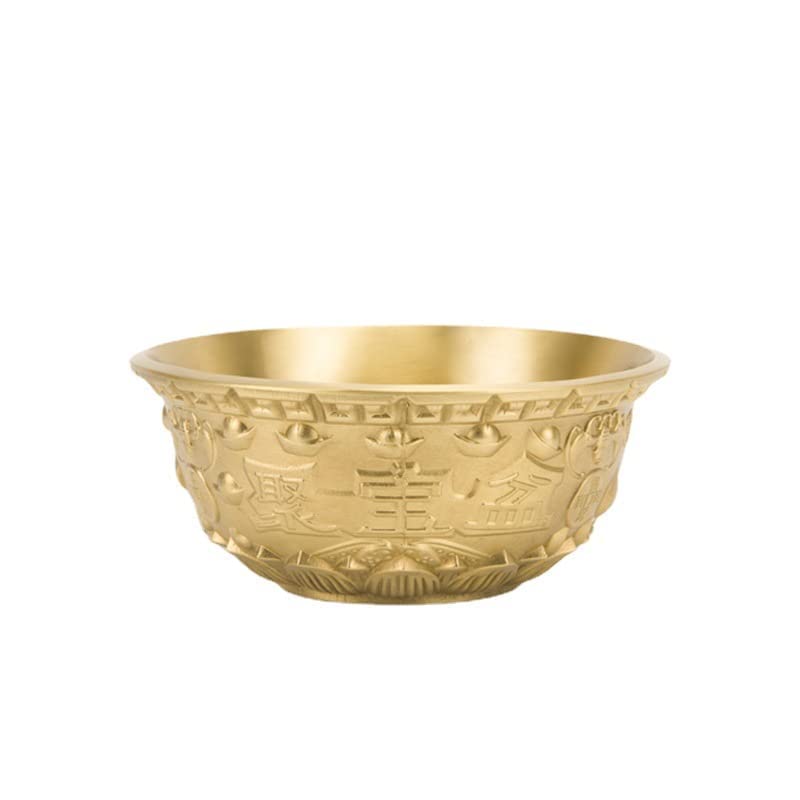 Amazon.com: 铜莲花底座聚宝盆招财摆件铜碗客厅店铺办公室开业礼品