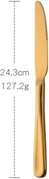 Dinner Knife Stainless Steel: Dining Knife Silverware Set of 12 Table Knife Gold 9.5-Inch