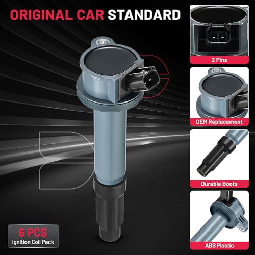 Image of BDFHYK Ignition Coil Pack UF486 Compatible with Ford Escape 2008-2012 Fusion 2006-2012 Mercury Milan 2006-2011 Mariner 2009-2011 Lincoln Zephyr 2006 Ford Oem Coil Pack Coil for DG514 3.0L V6 Set of 6