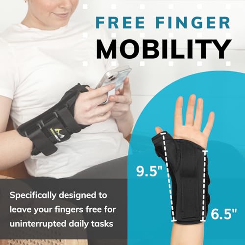 M-Left : BraceAbility Thumb & Wrist Tendonitis Splint | Immobilizes Thumb Joint to Treat De Quervain's Tenosynovitis Tendon Pain, Swelling & Arthritis (M - Left Hand)