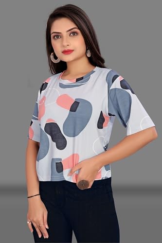 Image of Regolith Designer Sarees Women's Spandex Solid Half Sleeve Regular Fit T-Shirt