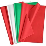 OHOME Christmas Tissue Paper - 100 Sheets 20'x14' Red Green White Wrapping Paper | Christmas Decorations Decor for Gift Bags Boxes - Xmas Navidad Holiday Party Favors Supplies