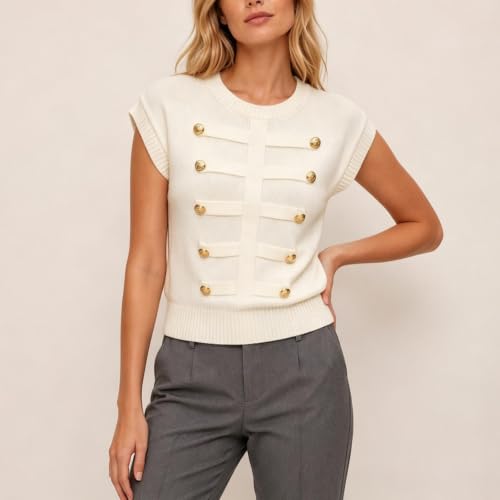 Image of Women Graphic Sweater Vest Y2k Knit Tank Top Lightweight Pullover Top