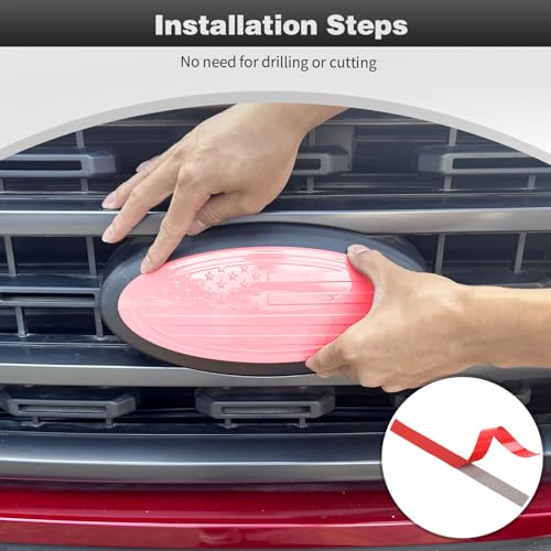 Image of CheroCar for F150 Emblem Cover Trim,Logo Back Badge Decoration Cover Trim Compatible with Ford F150 F-150,Pink