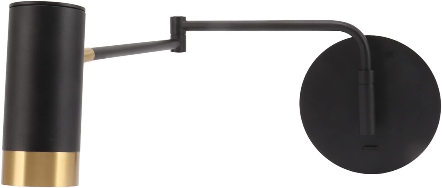 Topyond Swing Arm Wall Lamp - Adjustable Bedside Reading Light, Modern and Stylish Wall Mounted Lamp for Bedroom and Living Room Black for Adjustable Lighting Angles