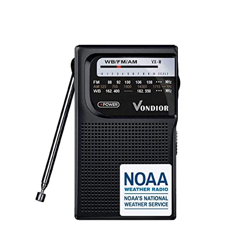 Vondior Portable Noaa Weather Radio, Battery Operated Emergency Noaa/Am/Fm Radio With Best Reception, Pocket Weather Alert Radio With Headphone Jack, Gifts For Lover, Parents And Friends (Black) #TOP9