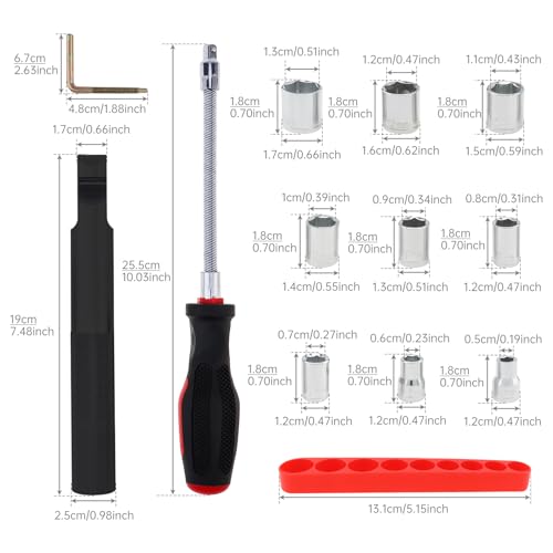 Image of Windance Belt Changing Removal Tools Kit Fit for Polaris RZR 1000 XP XP4 900 S,5mm-13mm Reversible Sockets Flexible Clutch Cover SeparateTool Stainless Steel Belt Replacement Tool (Black) | Belt tool clutch spreader. Flexible shaft reversible socket.CNC machined.5-13mm socket. Fit for RZR-S /RZR-4 570-1000 models