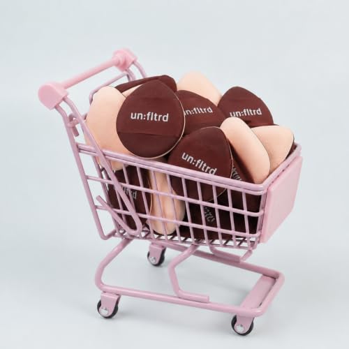 Image of unfltrd Mini Finger Puff Makeup Sponge Set of 3 | Washable Microfibre Air Cushion Powder Puffs with Travel Case | Precision Tip for Liquid, Cream & Powder | Streak-Free, Seamless Blending (PINK)