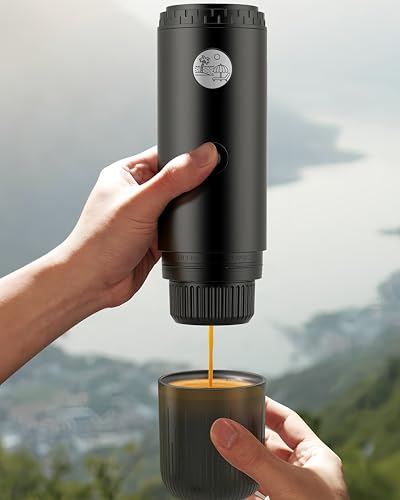 Image of Portable Espresso Machine Mini 19Bar Rechargeable 2-in-1 Multi-Function Electric Coffee Machine One Key Extraction Compatible with NS Capsules and Ground Coffee for Office Home 7800MAH (BLACK-NEW)