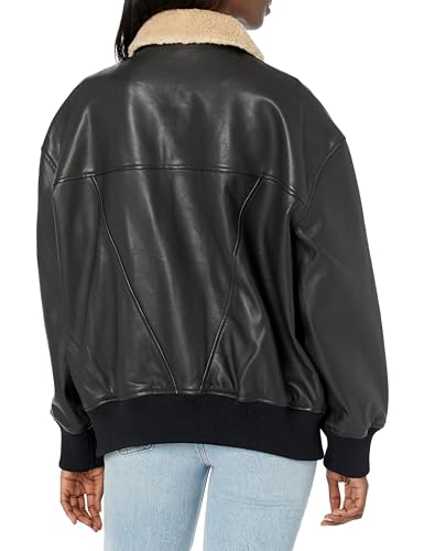 HUDSON Women's Oversized Leather Bomber Jacket2