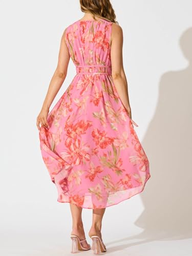 womens summer sleeveless v neck boho long dress floral print midi sundress