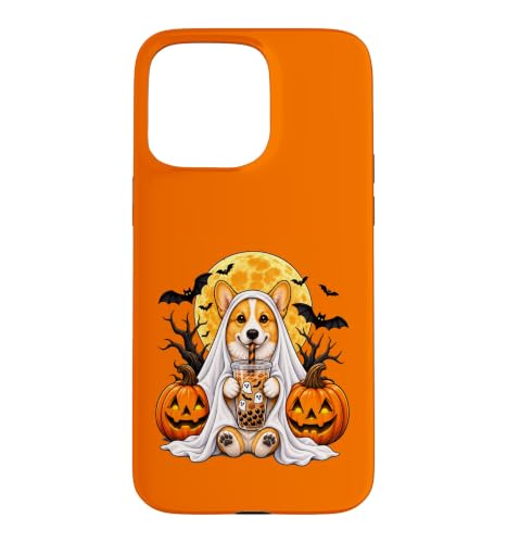 Corgi Ghost and Boba Cute Halloween Dog Humor �X�}�z�P�[�X iPhone 15 Pro Max �p