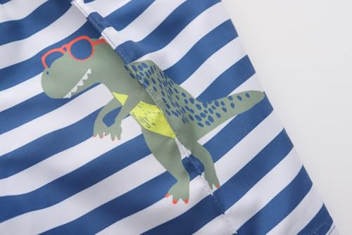 Toddlers and Baby Boys\' 3-Piece Rashguard Sets Swimsuits Sets with Hat Surfing Swimwear Sunsuit UPF 50+Stripe Dino(2-3T) - Thumbnail 2