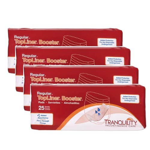 Tranquility TopLiner Disposable Booster Pads Regular (14 x 4) Flow-Through Design with Adhesive Strip for Max Absorption Adult Unisex 200ct Case