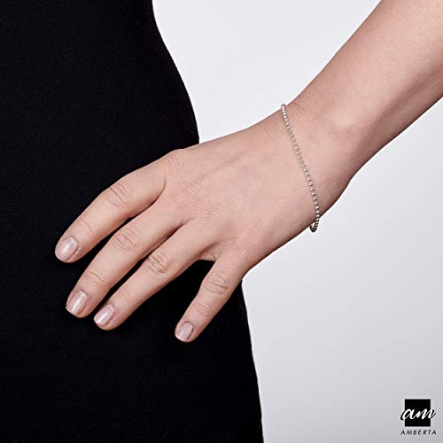Amberta 925 Sterling Silver 2 mm Ball Chain Bracelet Size 7" 7.5" in2