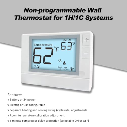 Non-Programmable Thermostat for Conventional Single-Stage Systems, 1 Heat/1 Cool, Easy DIY, White Backlight by Coiiwsei - Used condition - Image 2
