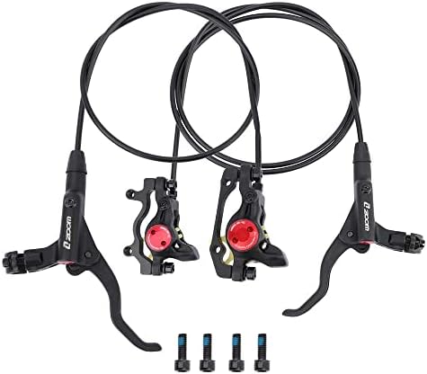 KRSEC MTB Hydraulic Disc Brakes Set,Aluminum Alloy Front and Rear Zoom Hydraulic Disc Bike Brake Levers,with Mounting PM/is Adapter, Mountain Bike Disc Brake Bicycle Kit Fit XC Trail/E-Bikes/Fat Bike