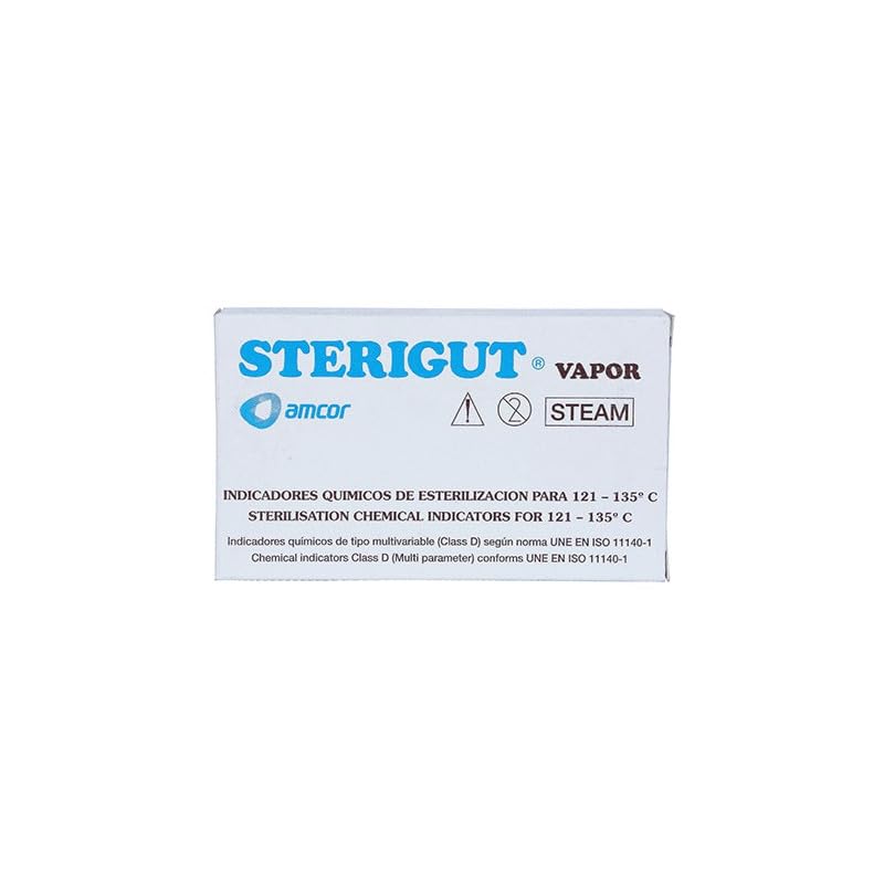 STERIGUT - INDICADORES QUIMICOS DE ESTERILIZACION PARA 121-135 º CAJA 500 TIRAS