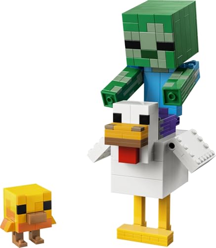 Image of LEGO Minecraft Chicken Jockey - Video Game Building Set - Posable Minecraft Room Decor - 21582