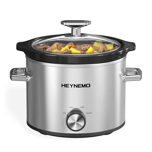 HEYNEMO 2 QT Small Slow Cooker, 3 Adjustable Temp,