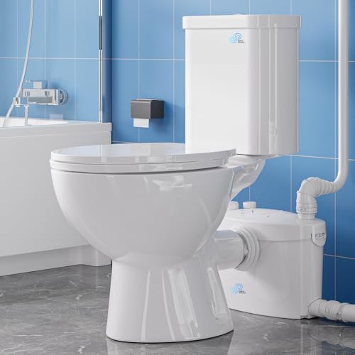 Simple Project 750W Macerating Toilet System - Dual Flush, Upflush Toilet for Basement with 4 Water Inlet & Attics, Dual Flush Toilets with Macerator Pump, Quiet Operation, Space Saving