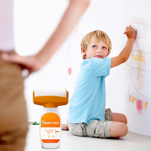 NAVESO 2 in 1 Wandfarbe Ausbessern Weiß Roller, 500g Ausbesserungsfarbe Weiss Roller, Wandreparatur-Rollbürste mit Wandreparaturpaste, Wandreparatur Creme für Reparieren Sie Graffiti, Kratzer, Flecken