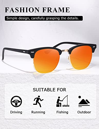 Image of AEVOGUE Polarized Semi Rimless Sunglasses for Men Women, Retro UV400 Sun Glasses for Driving Outdoor