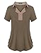 Miagooo Women's Chiffon Lapel Collar V Neck Short Sleeve Casual Polo Shirt