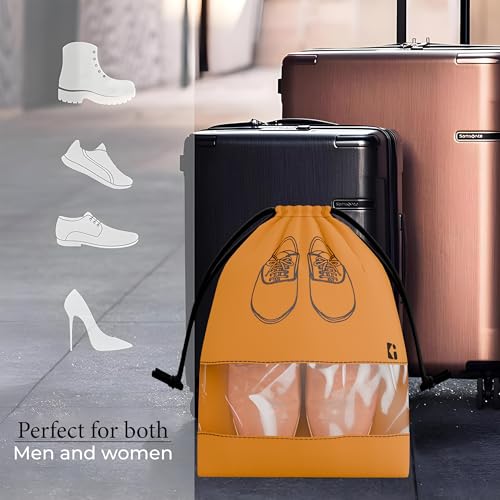 Image of Kuber Industries Pack of 12 - Shoe Bag for Travel | Shoe Cover for Storage | Shoe Pouches for Travelling | Travel Accessories Shoe Organizer | Shoe Storage Bag for Men | Orange