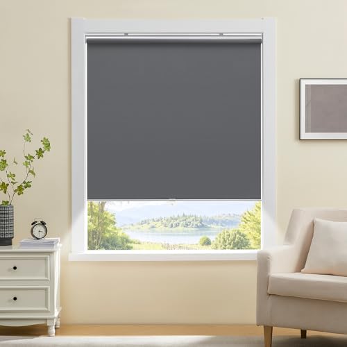 TOVALOR Cordless 100% Blackout Roller Shades for Windows,UV Protection Pull Down Shades,Room Darkening Door Blinds Thermal Insulated Fabric for Home Office and Bedroom(30" W x 72" H,White) by TOVALOR - Used condition - Image 4