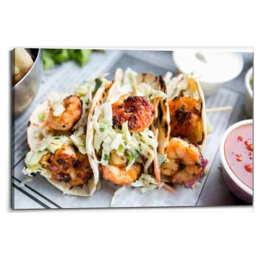 Grilled Shrimp Tacos Wall Art Decor
