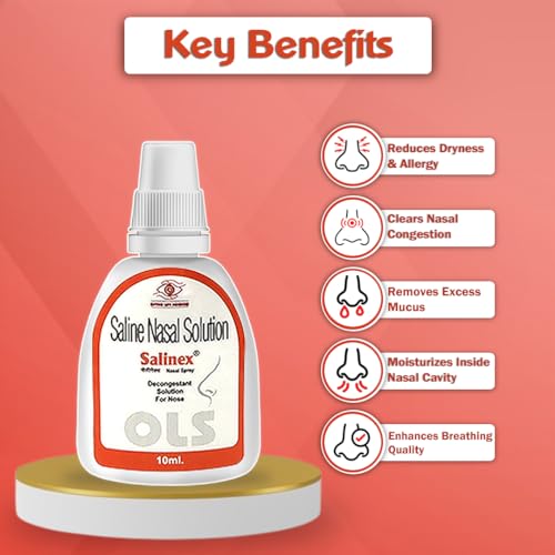 Salinex Nasal Spray | Unblocks Nose in 25 secs | 12 hours relief from Nasal Congestion and Blocked Nose (10ml) (Pack of 6)