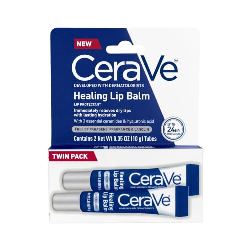CeraVe Healing Lip Balm, Hydrating Hyaluronic Acid Lip Treatment,...