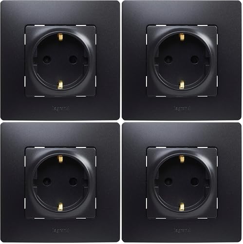 Toma 2P+T Monobloc Legrand 396492          negra individual en paquete de 4 unidades para hogar 2