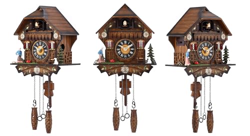 Kintrot KT0529 Cuckoo Clock Antique Black Forest House Clock Tranditional Wooden Pendulum Quartz Wall Clock thumb #1