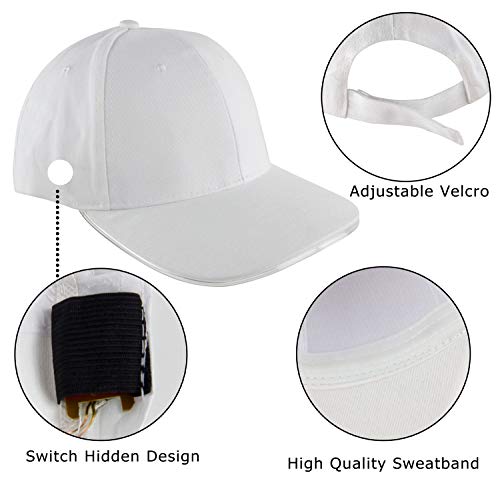 Muryobao Men Women Led Baseball Hat Led Light Up Hat Flash Glow Cap For Rave Festival Party Club Hip-Hop Stage Halloween Holiday White White #TOP1