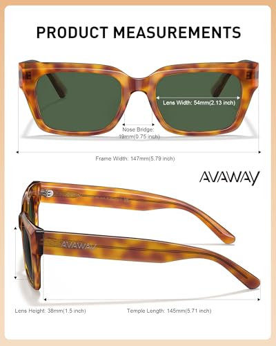 Image of AVAWAY Chunky Rectangle Sunglasses for Men Women, Polarized Trendy Large Acetate Frame UV400 Protection Driving Sun Glasses