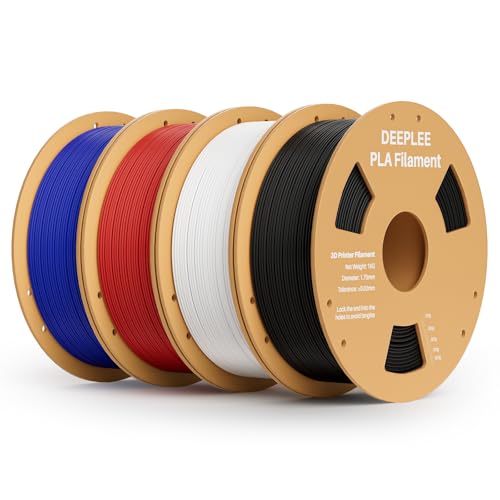 Image of PLA 1.75mm 3D Printer Filament, Dimensional Accuracy + /- 0.02mm, Neatly Wound, No Clogging, Vacuum Package, Fits for Most FDM 3D Printers, 4kg Black+White+Red+Dark Blue