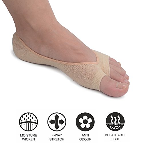 Flammi 3/6 Pairs Women Peep Toe Liner Socks No Show With Nonslip Heel Grip (5-8, 3Pairs-Beige) #TOP4