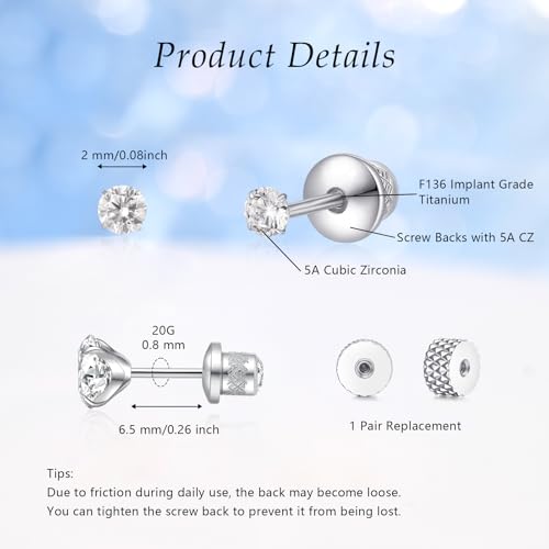Aretes de titanio G23 Limerencia con circonitas de doble cara hipoalergénicos 2